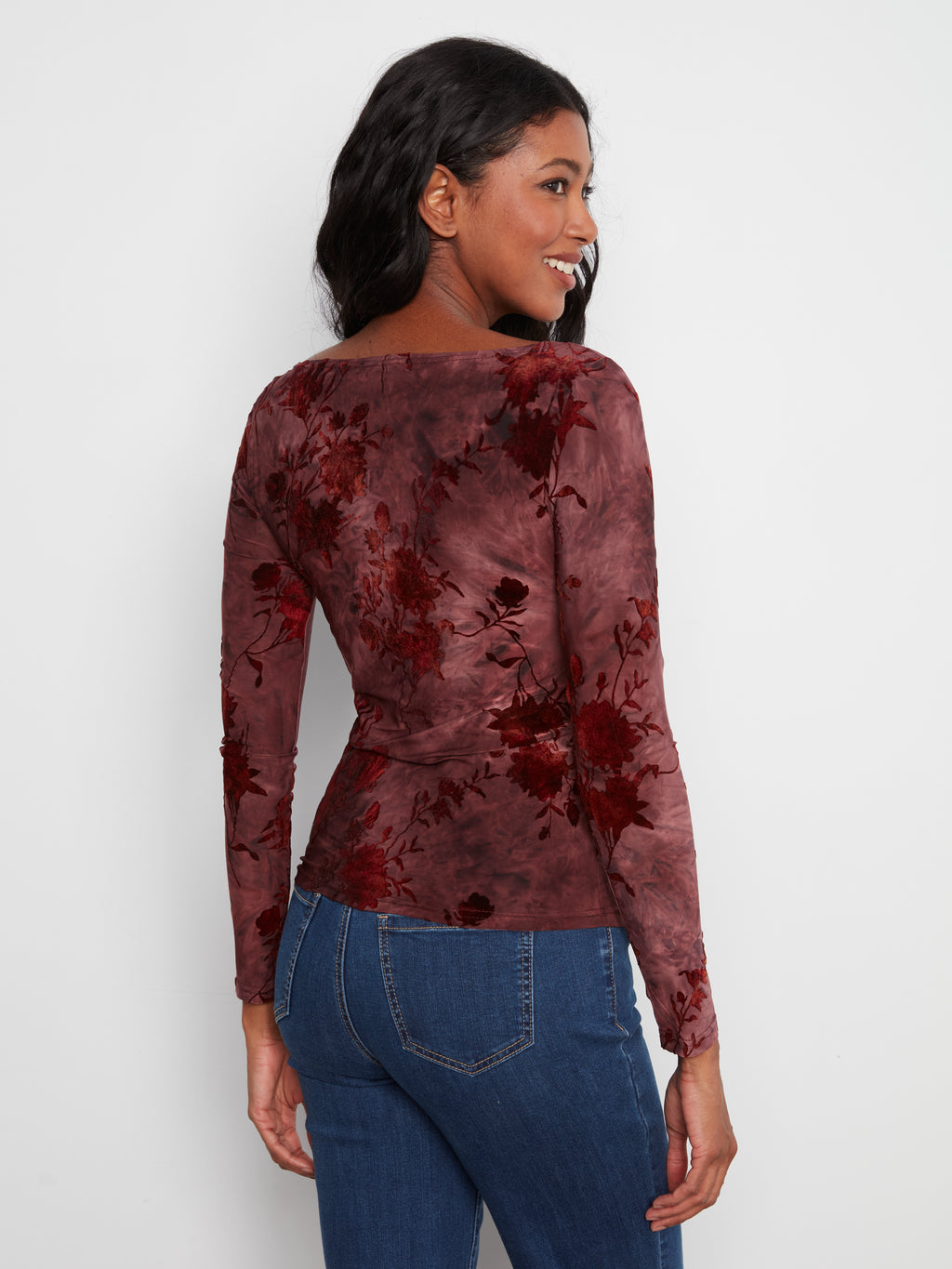 Long Sleeve Boat Neck Top with Side Ruching