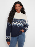 Fair Isle Hearts Mock Neck Sweater