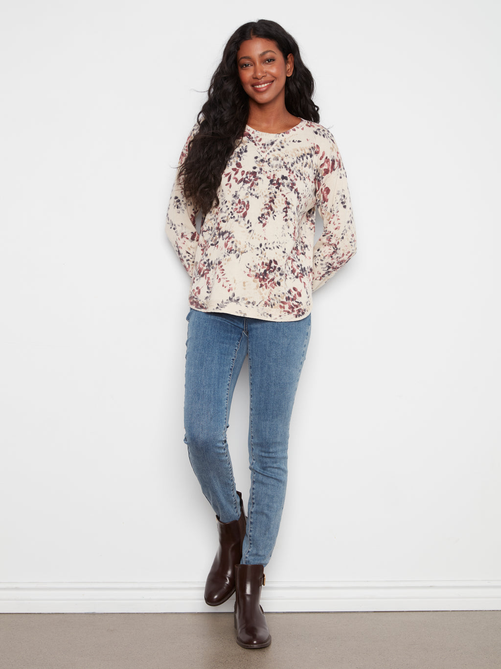 Long Sleeve Crew Neck Printed on Reverse Sweater