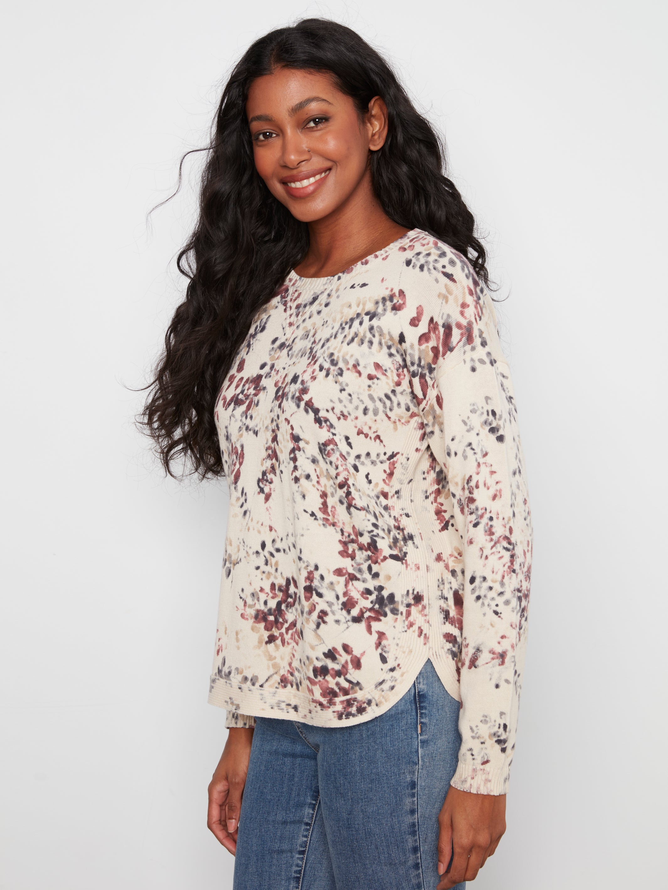Long Sleeve Crew Neck Printed on Reverse Sweater