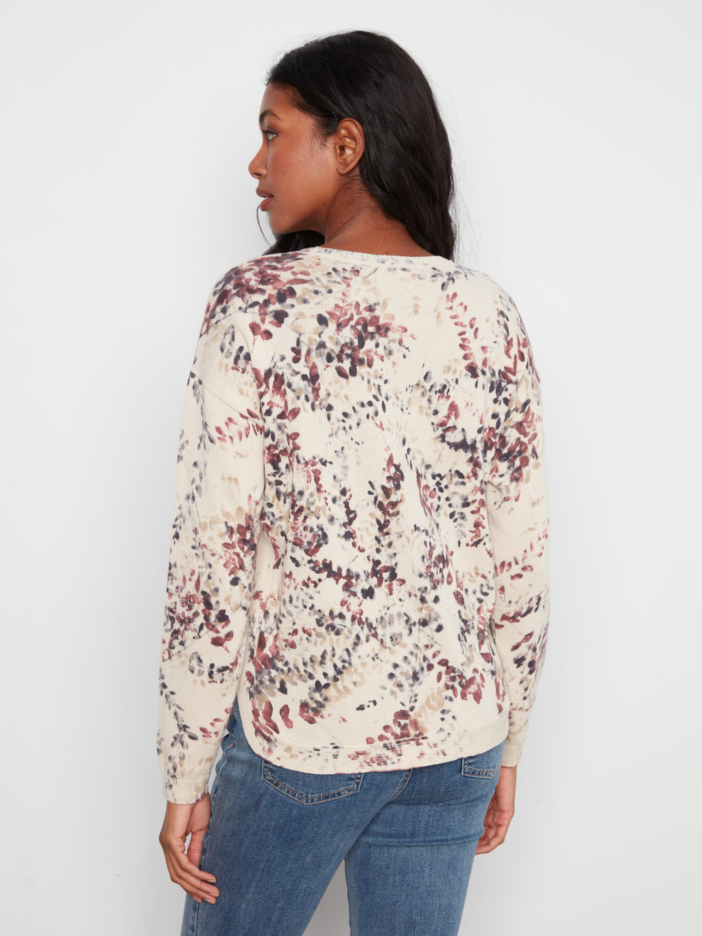 Long Sleeve Crew Neck Printed on Reverse Sweater