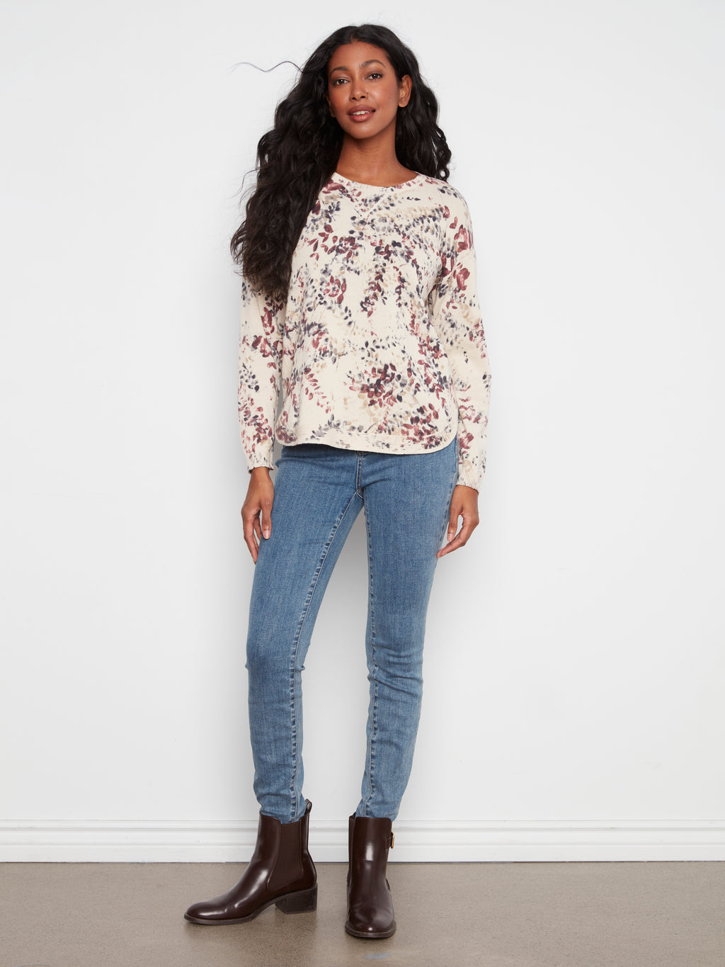 Long Sleeve Crew Neck Printed on Reverse Sweater