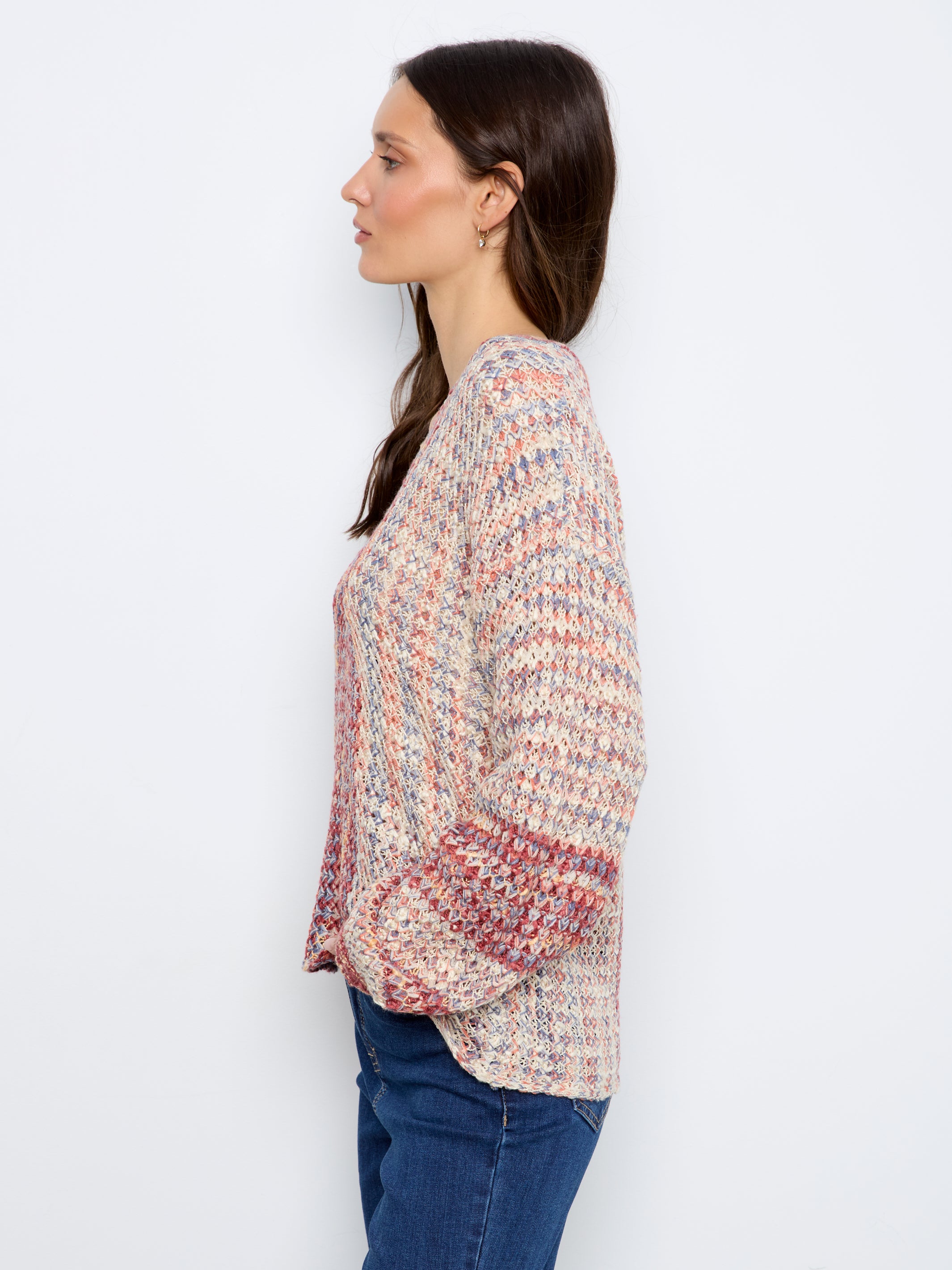Long Sleeve Drop Shoulder V-Neck Sweater