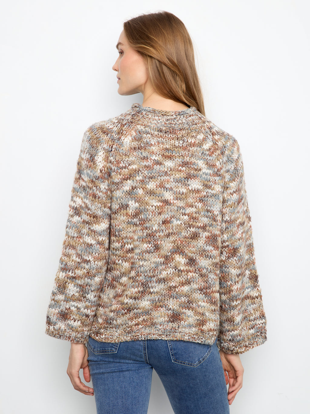 Space Dye Mock Neck Knit Sweater