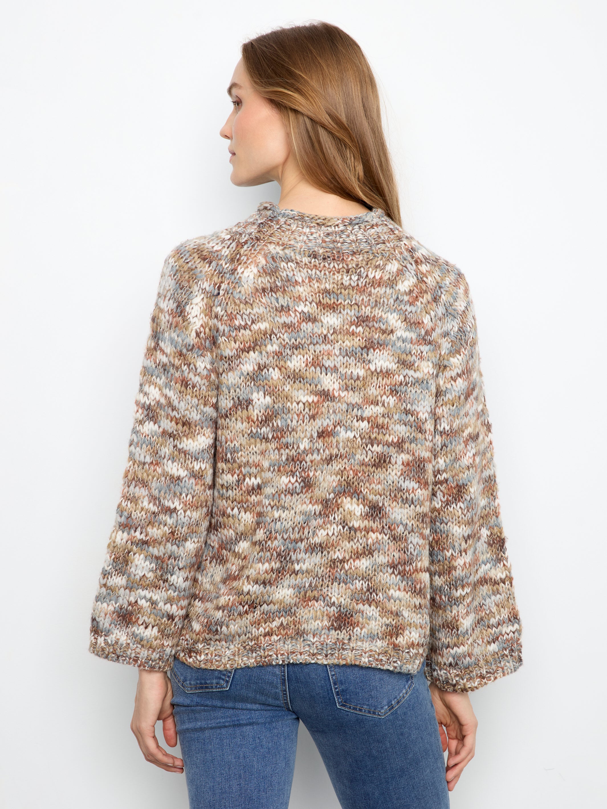 Space Dye Mock Neck Knit Sweater