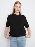 Elbow Sleeve Mock Neck Sweater with Button Detail