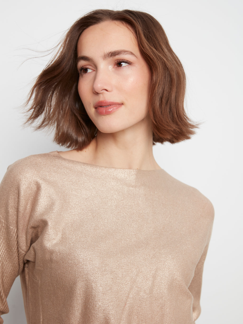 Foiled Knit Sweater with Back Lace-Up Detail