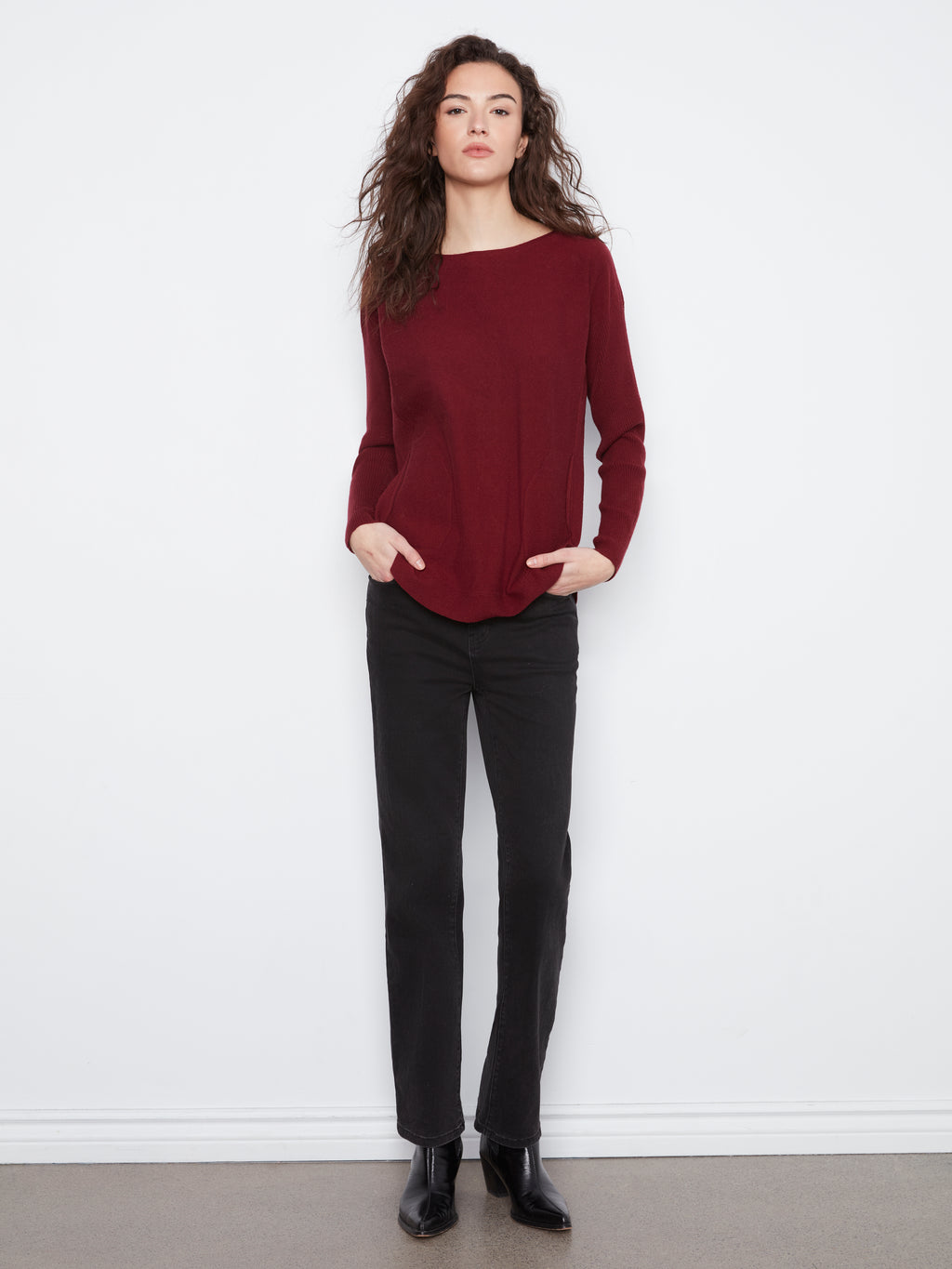 Knit Sweater with Back Lace-Up Detail