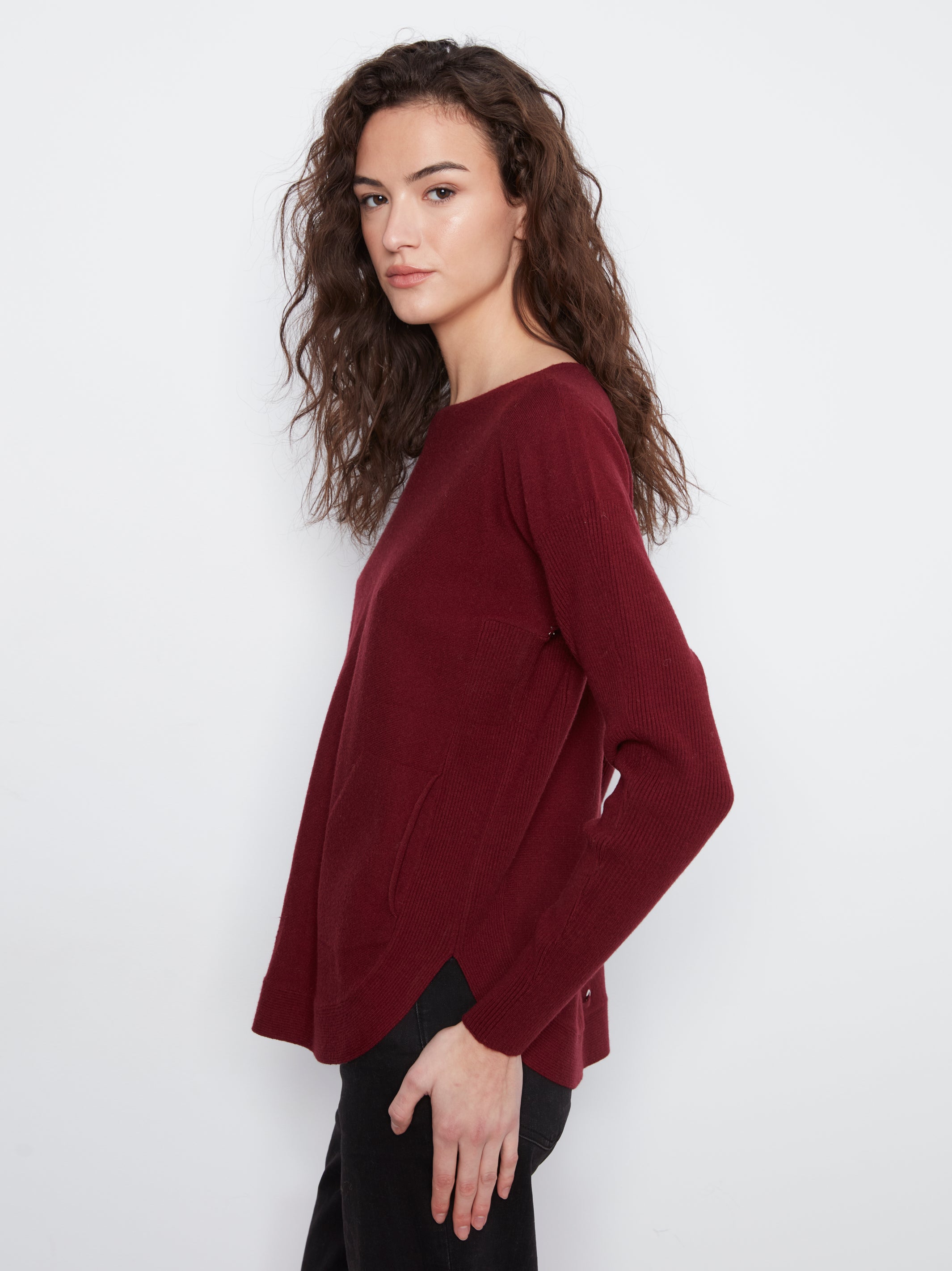 Knit Sweater with Back Lace-Up Detail