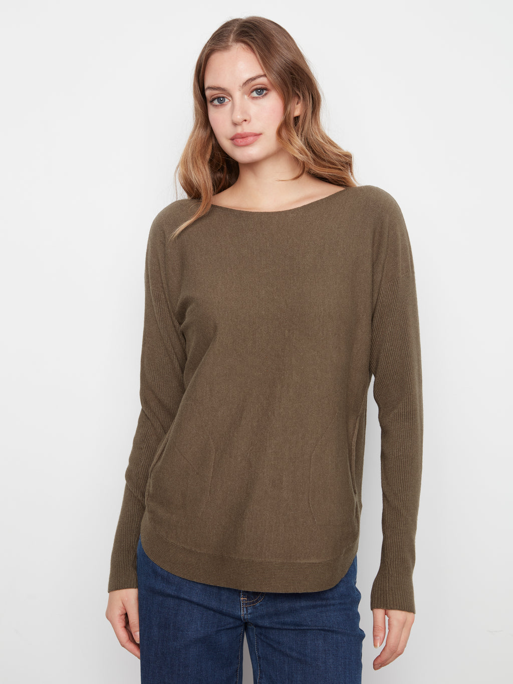 Knit Sweater with Back Lace-Up Detail
