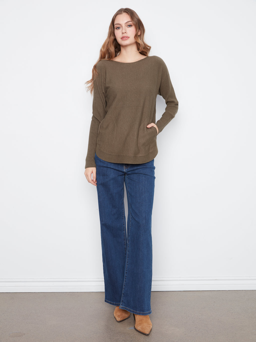 Knit Sweater with Back Lace-Up Detail