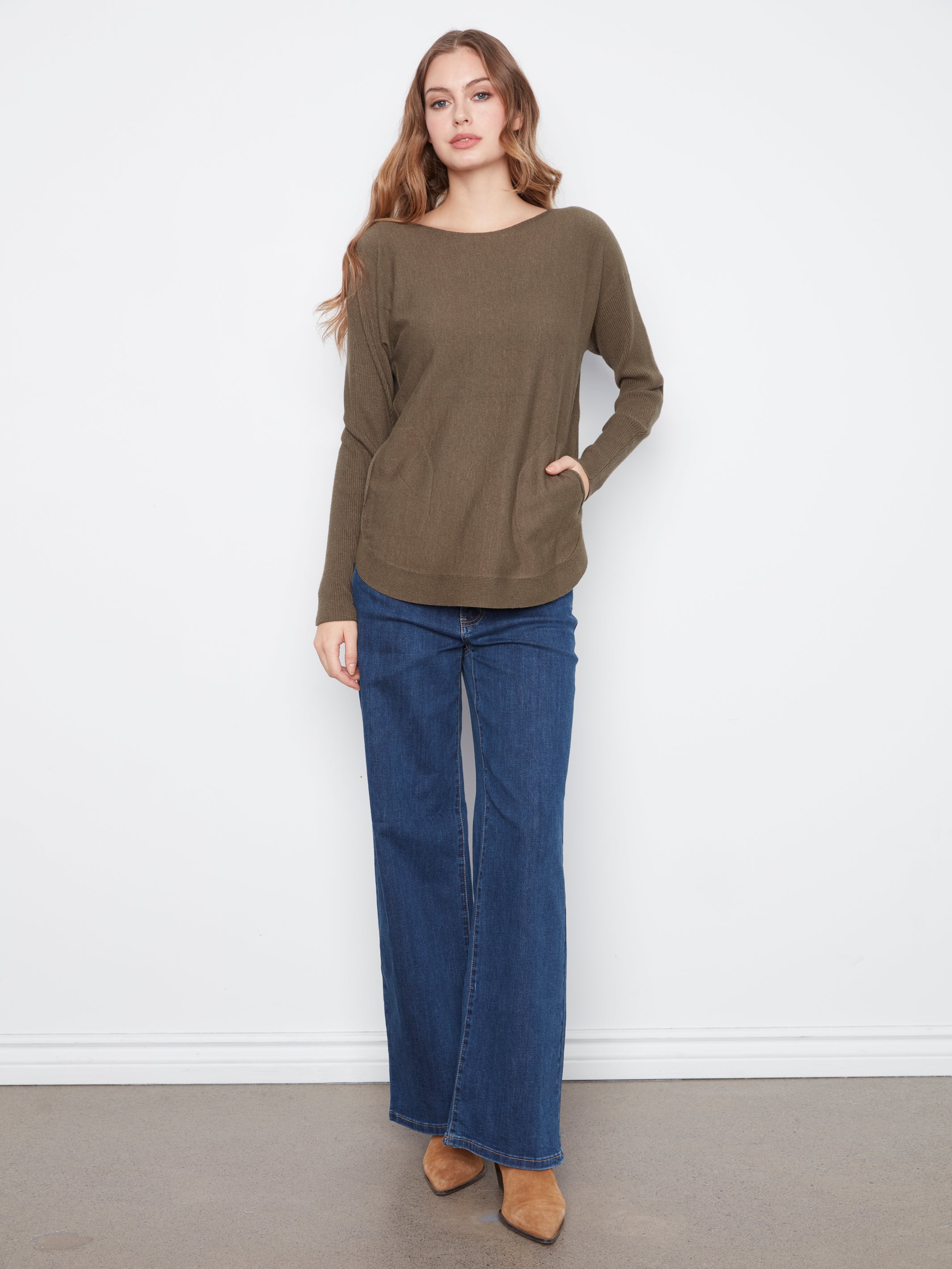 Knit Sweater with Back Lace-Up Detail