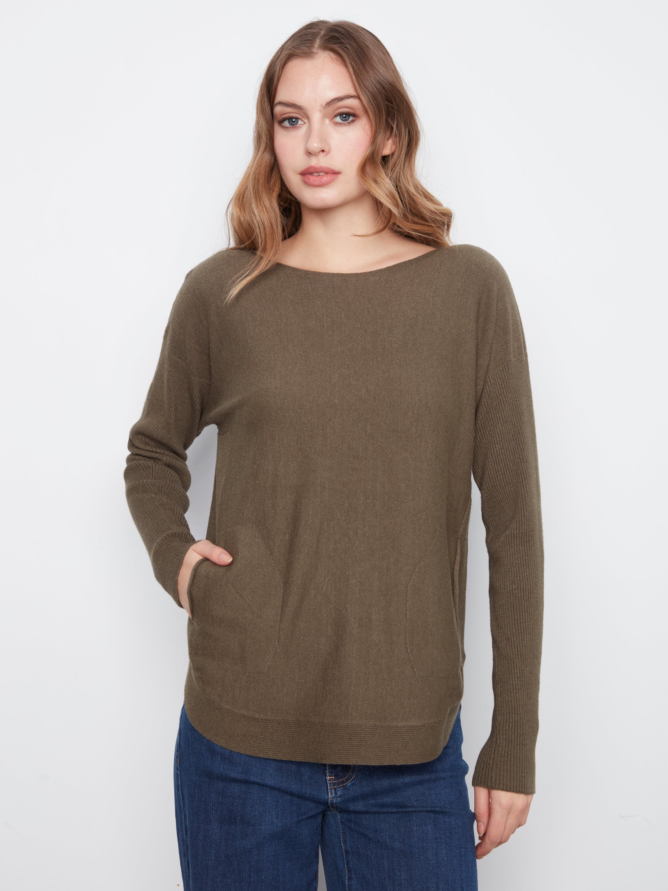 Knit Sweater with Back Lace-Up Detail