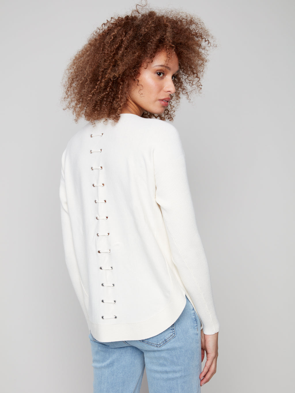 Knit Sweater With Back Lace-Up Detail