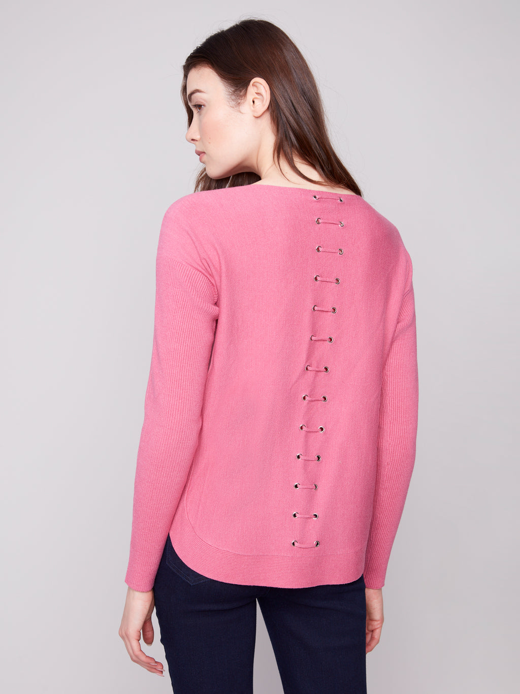 Knit Sweater With Back Lace-Up Detail
