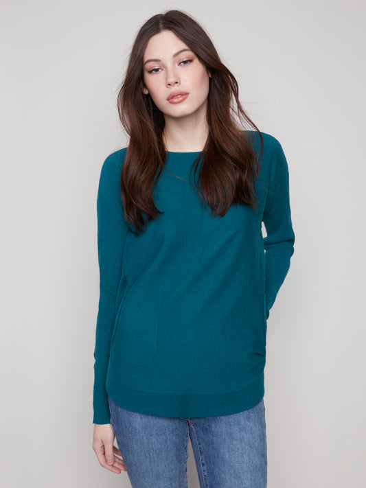 Knit Sweater With Lace-Up Cuffs