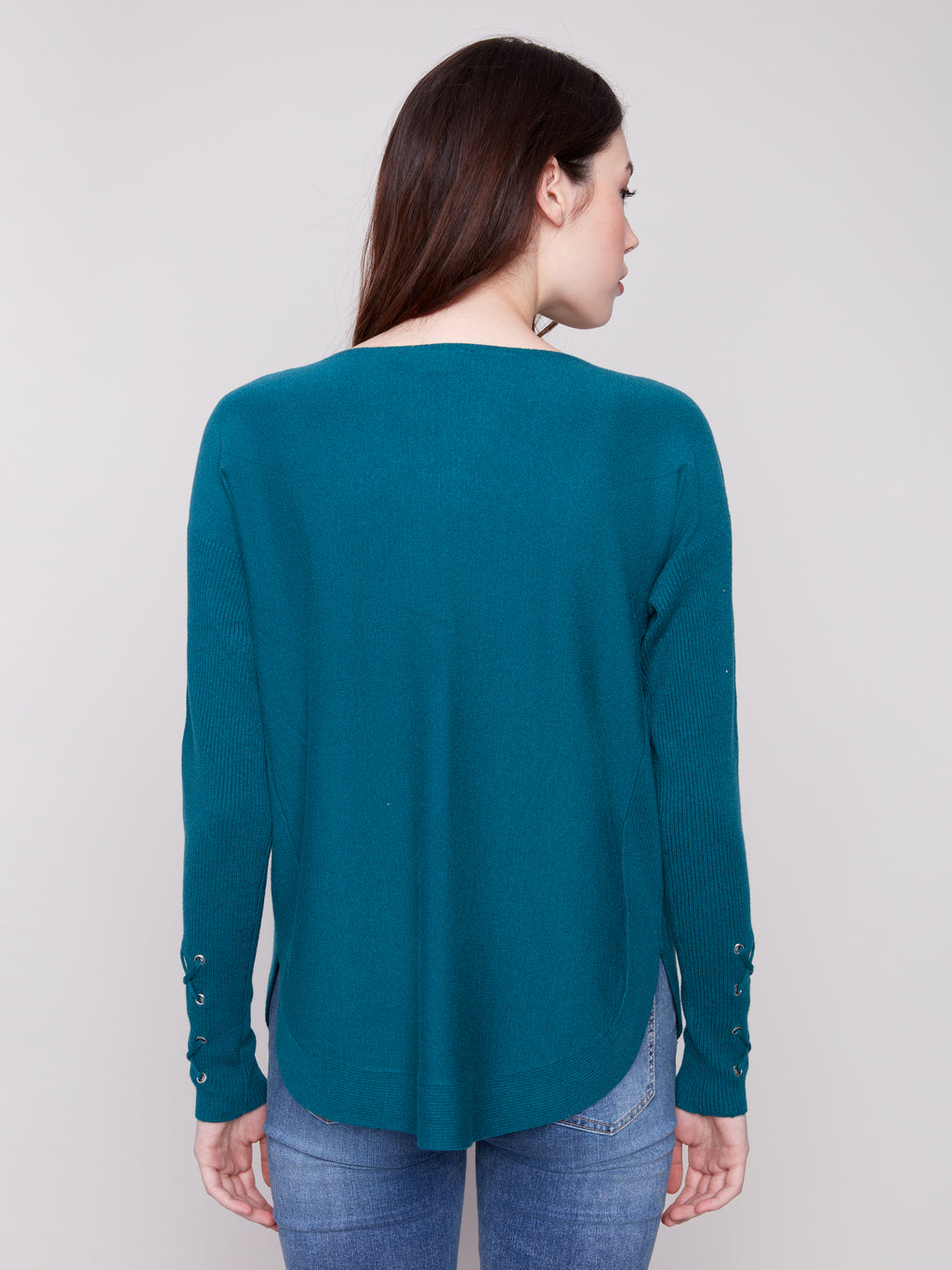 Knit Sweater With Lace-Up Cuffs