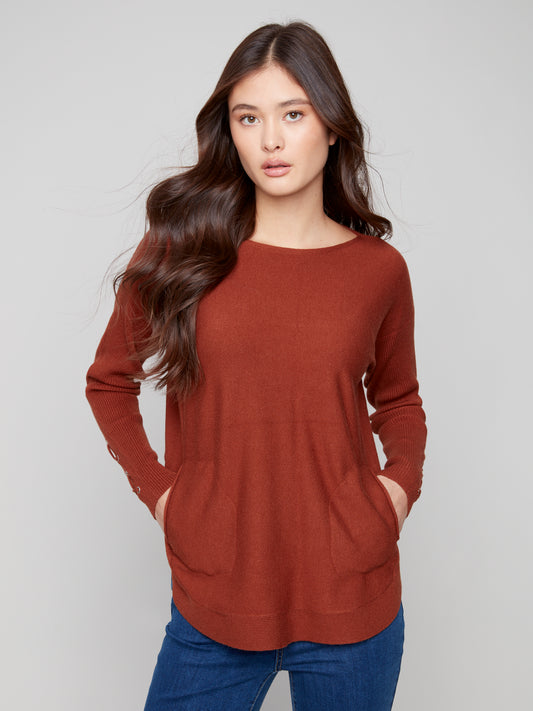 Knit Sweater With Lace-Up Cuffs