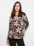 Drop Shoulder Crew Neck Printed Reversible Sweater
