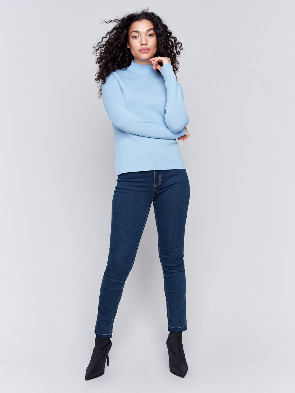 Reversible Jacquard Mock Neck Sweater