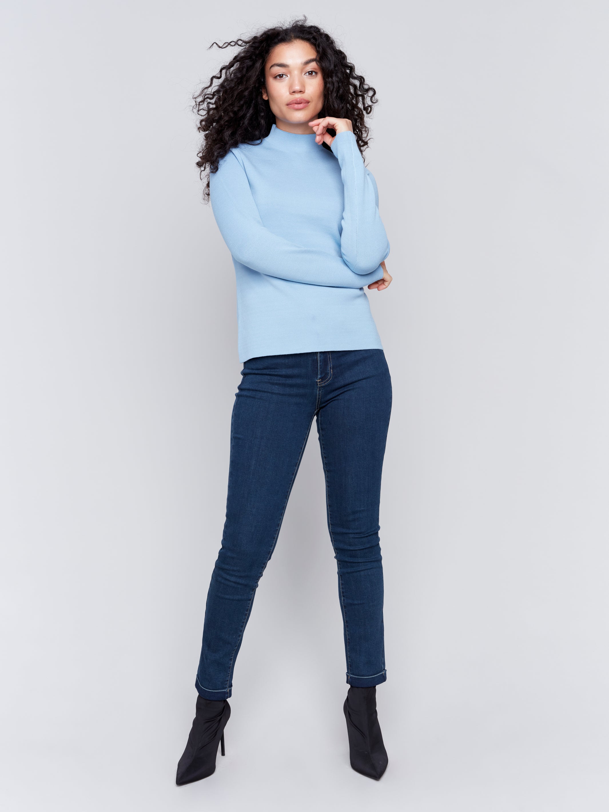 Reversible Jacquard Mock Neck Sweater