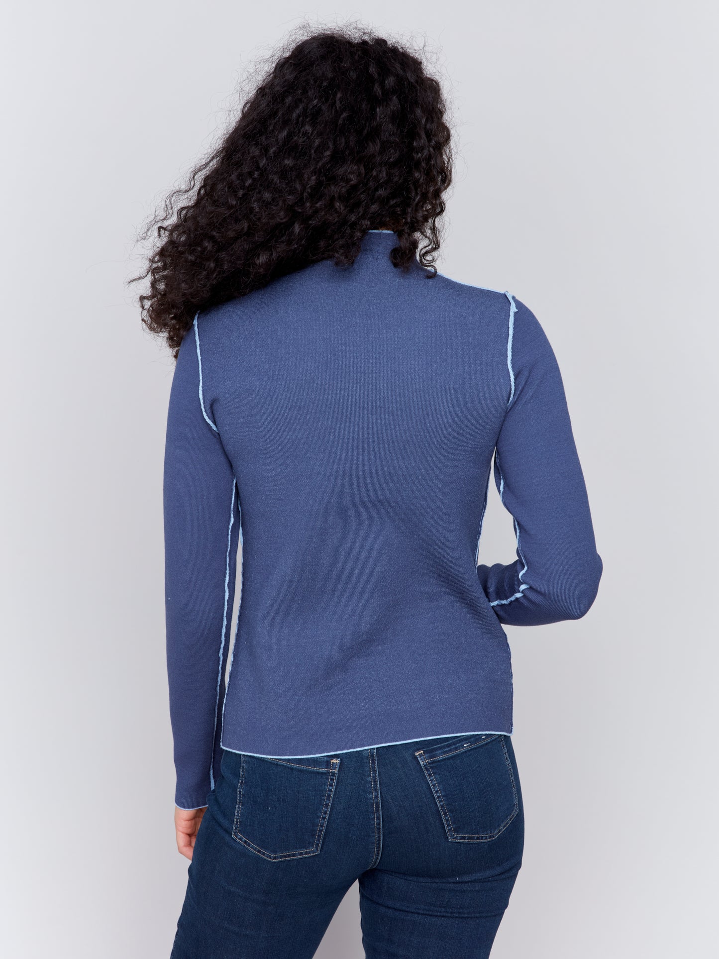 Reversible Jacquard Mock Neck Sweater