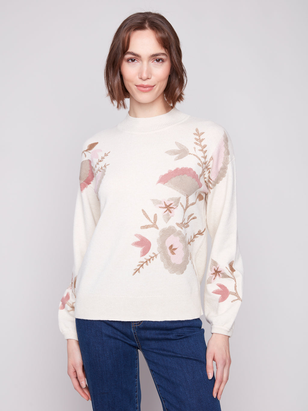 Printed Mock Neck Sweater