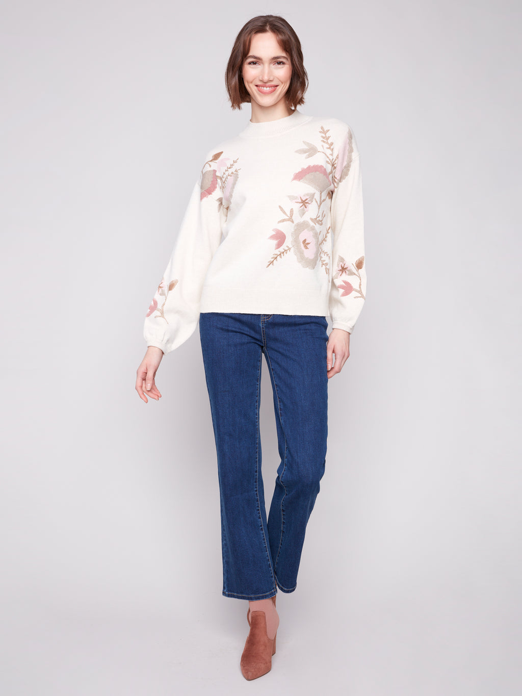Printed Mock Neck Sweater
