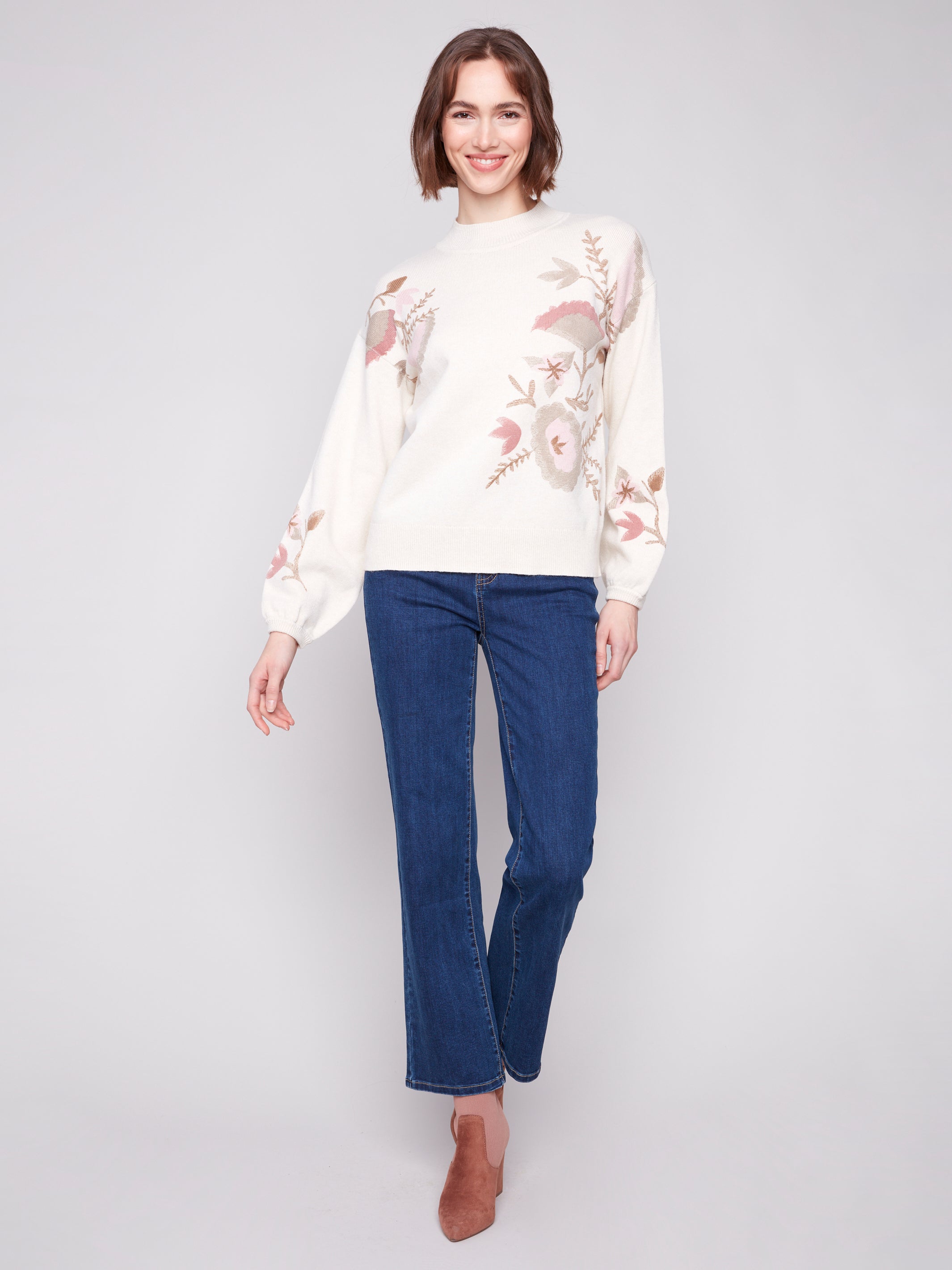Printed Mock Neck Sweater