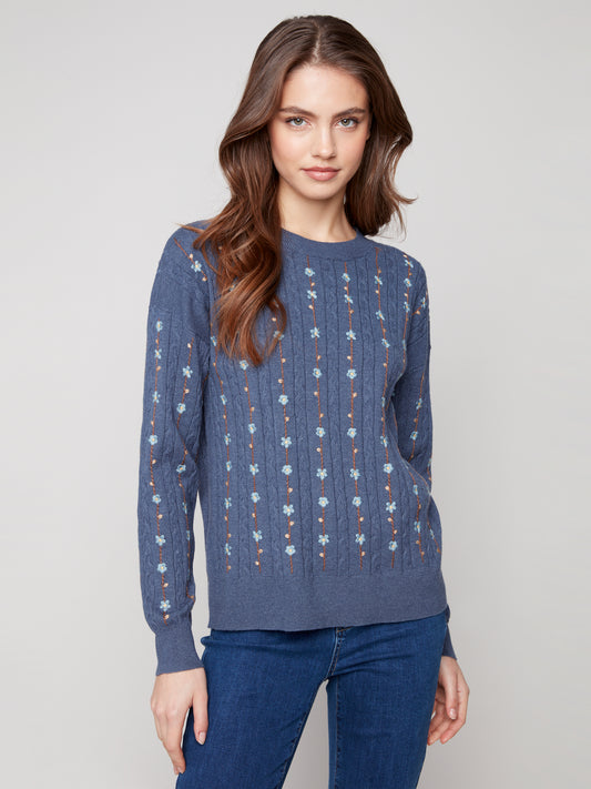Floral Embroidery Knit Sweater