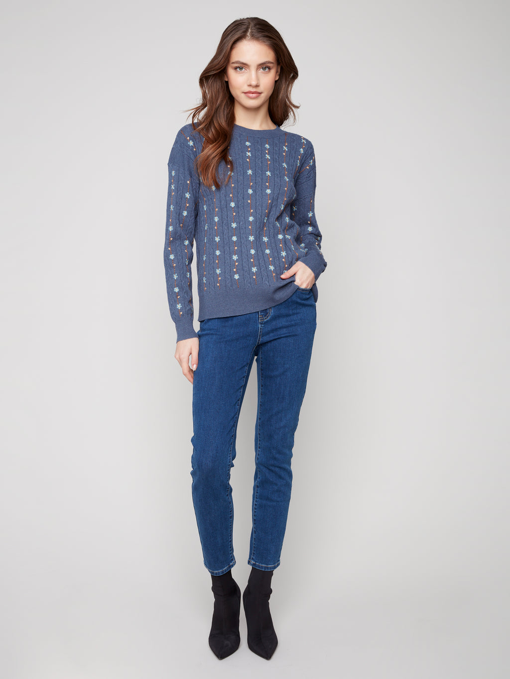 Floral Embroidery Knit Sweater