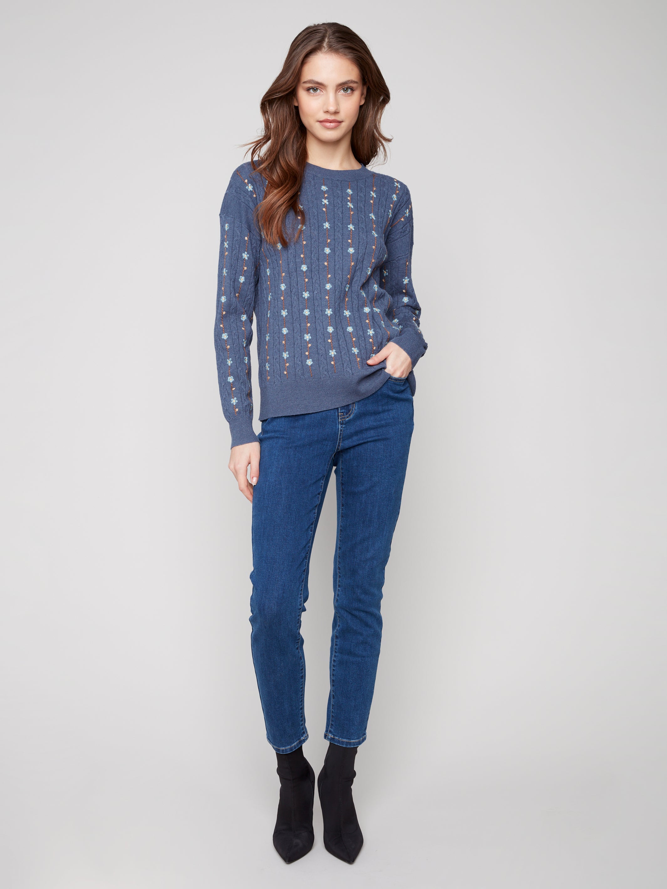 Floral Embroidery Knit Sweater