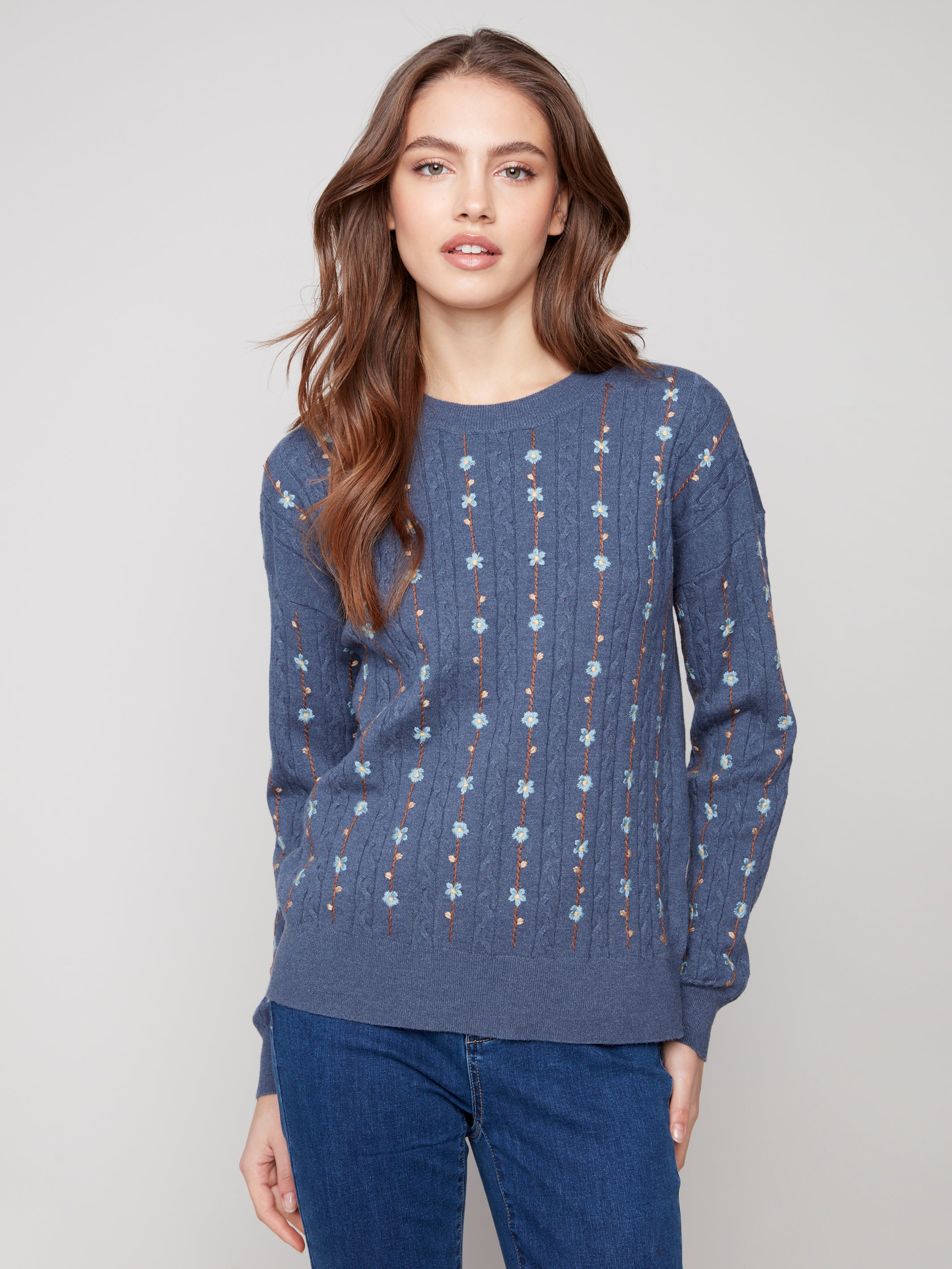 Floral Embroidery Knit Sweater