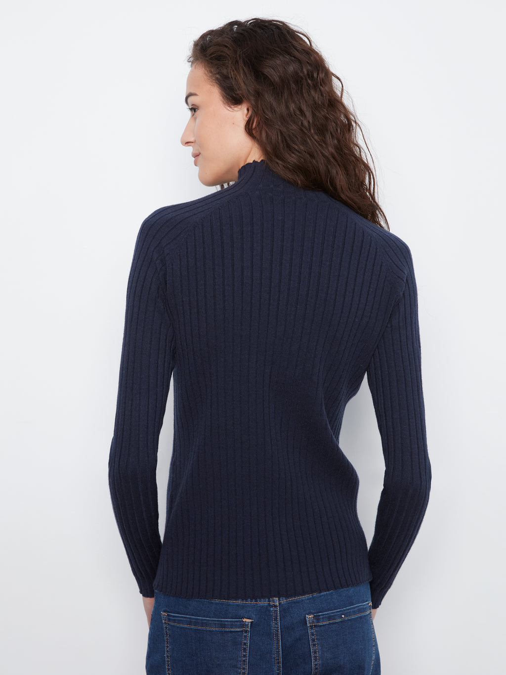 Basic Ribbed Knit Mock Neck Sweater