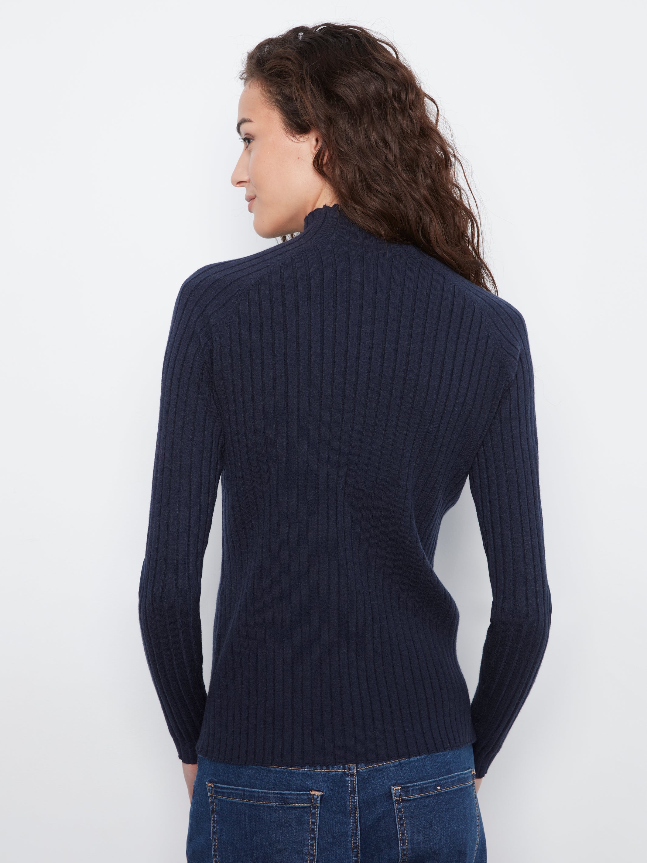 Basic Ribbed Knit Mock Neck Sweater