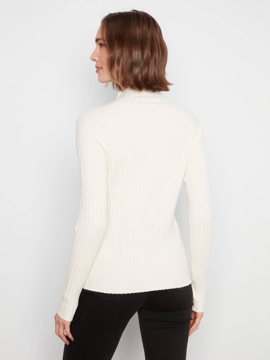 Basic Ribbed Knit Mock Neck Sweater
