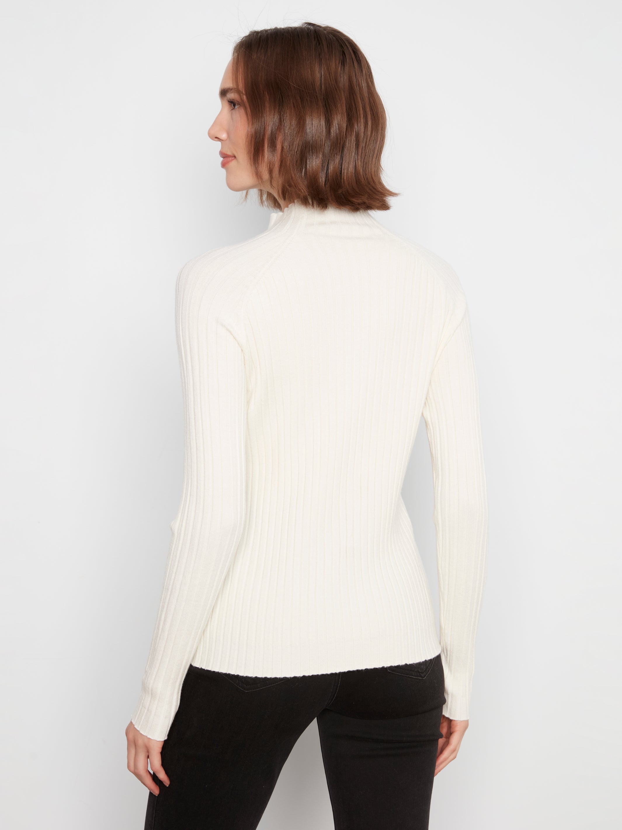 Basic Ribbed Knit Mock Neck Sweater