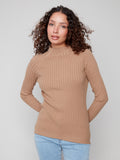 Ribbed Knit Mock Neck Sweater