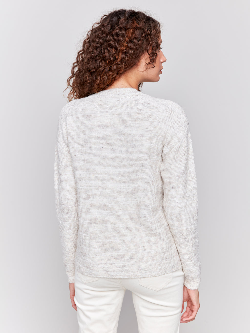 Space Dye Knit Sweater with Drop Shoulders