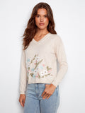 Embroidered Cotton V-Neck Sweater