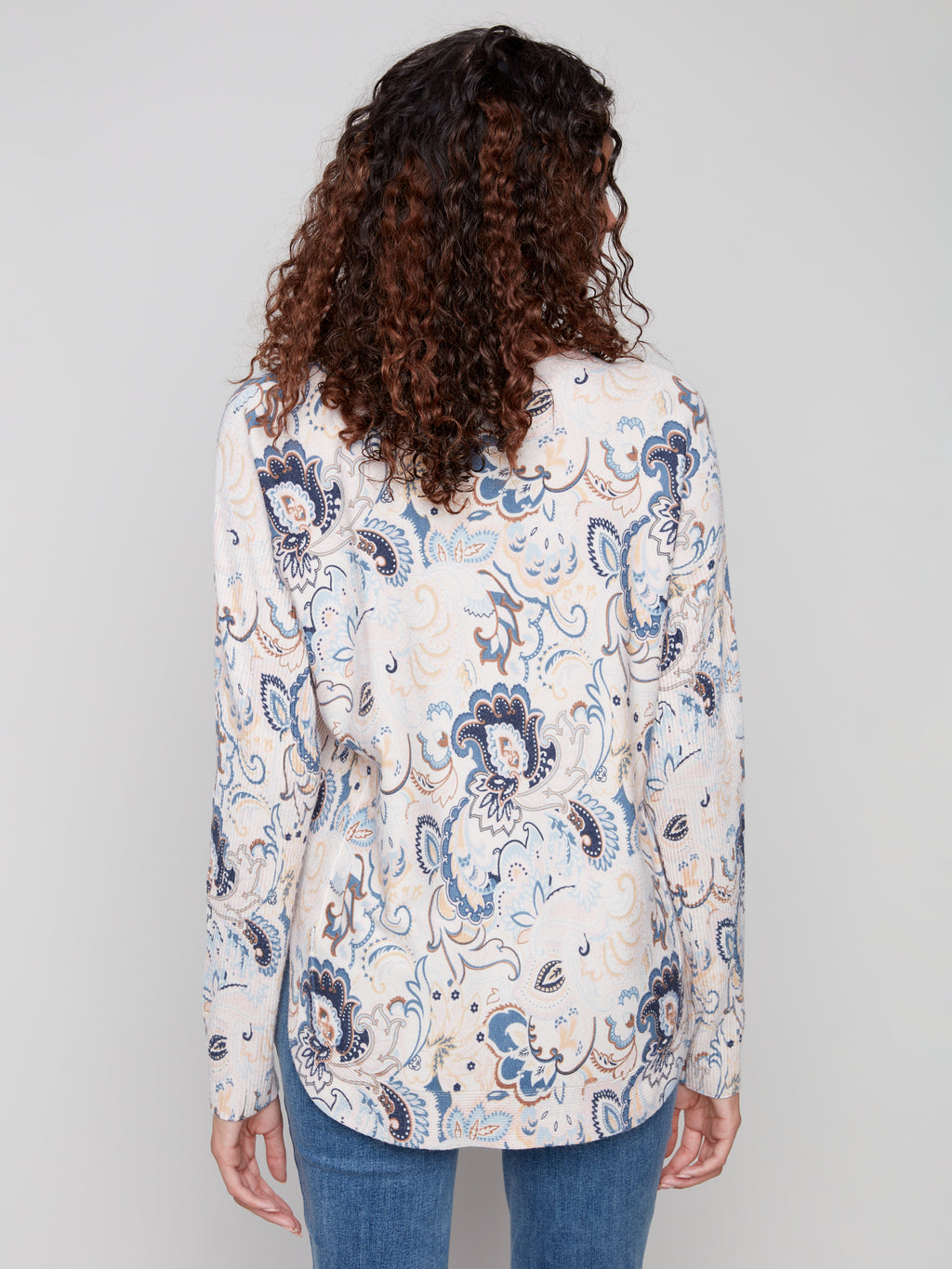 Printed Rounded Hem Sweater