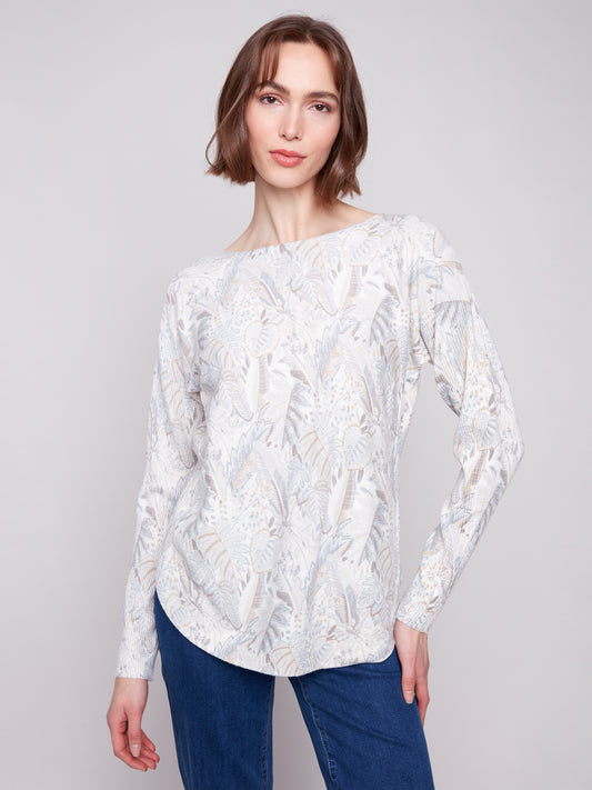 Printed Rounded Hem Sweater