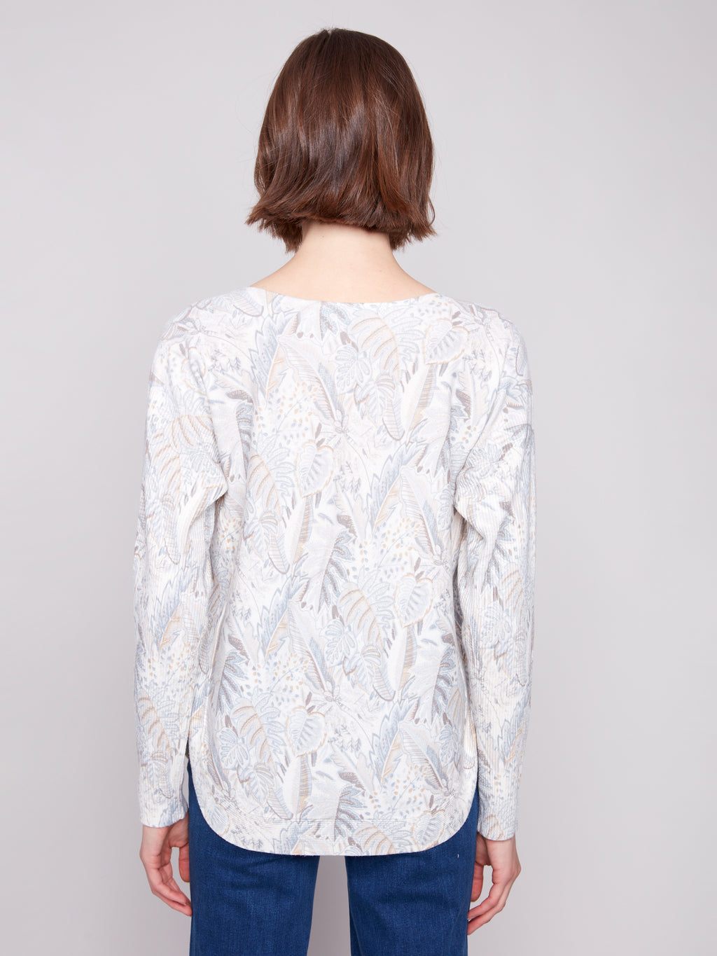 Printed Rounded Hem Sweater