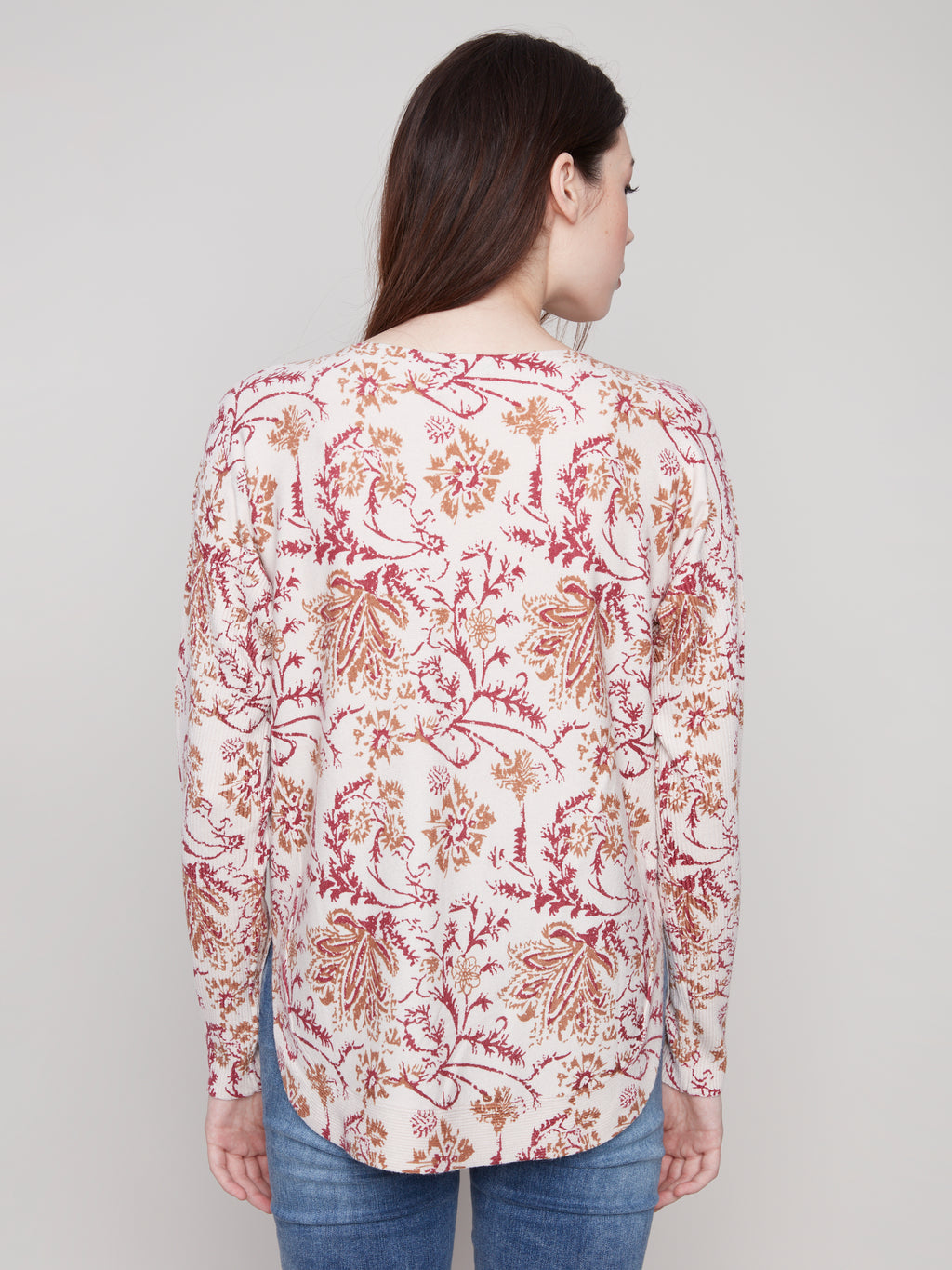 Printed Rounded Hem Sweater