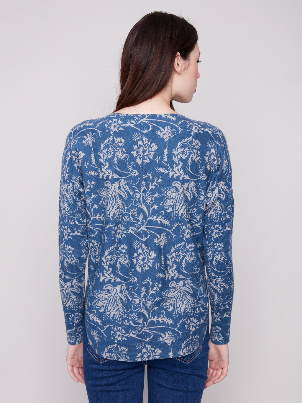 Printed Rounded Hem Sweater