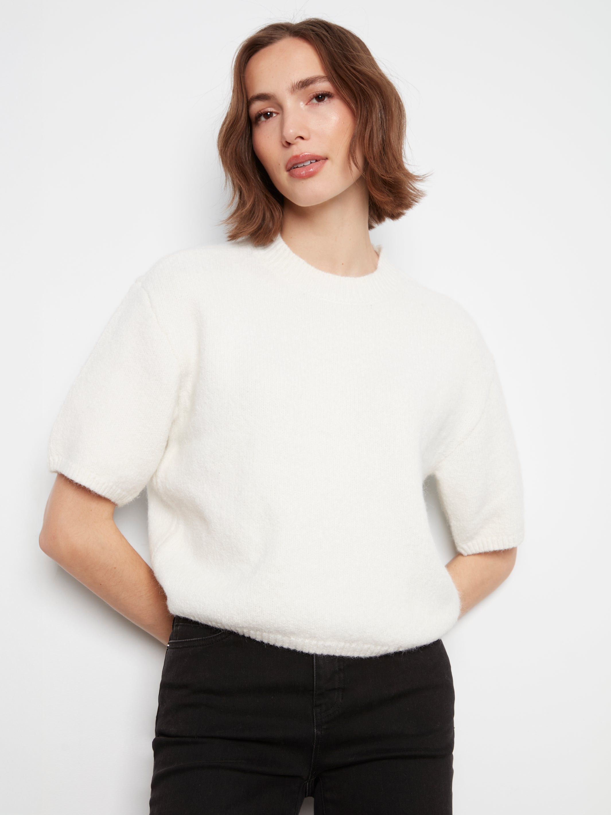 Elbow Sleeve Balloon Shape Sweater