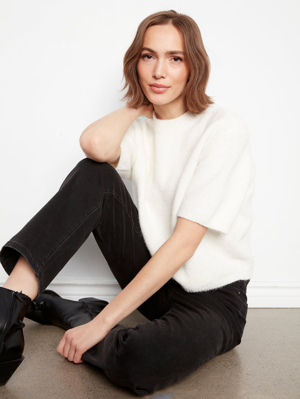 Elbow Sleeve Balloon Shape Sweater