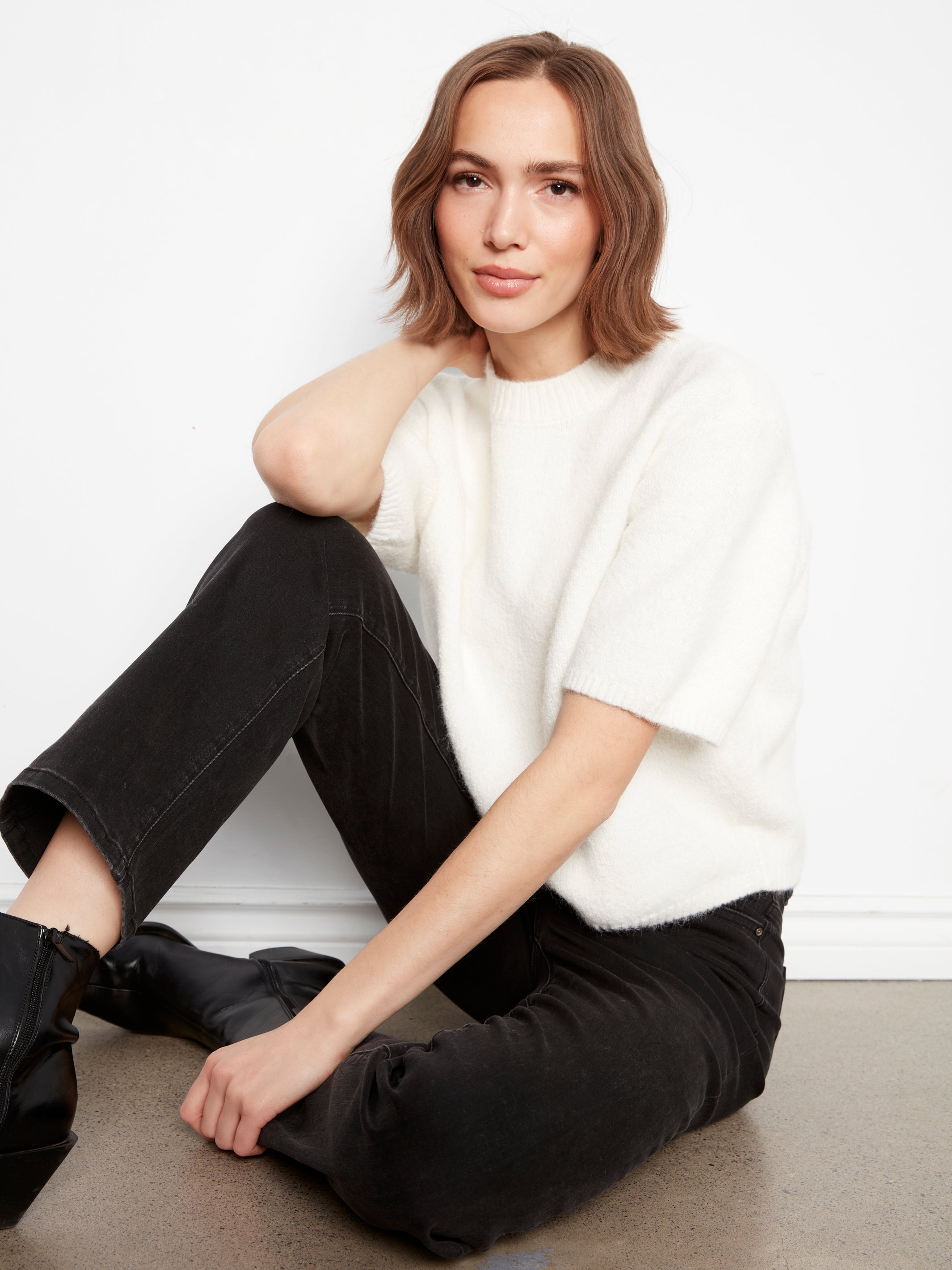 Elbow Sleeve Balloon Shape Sweater