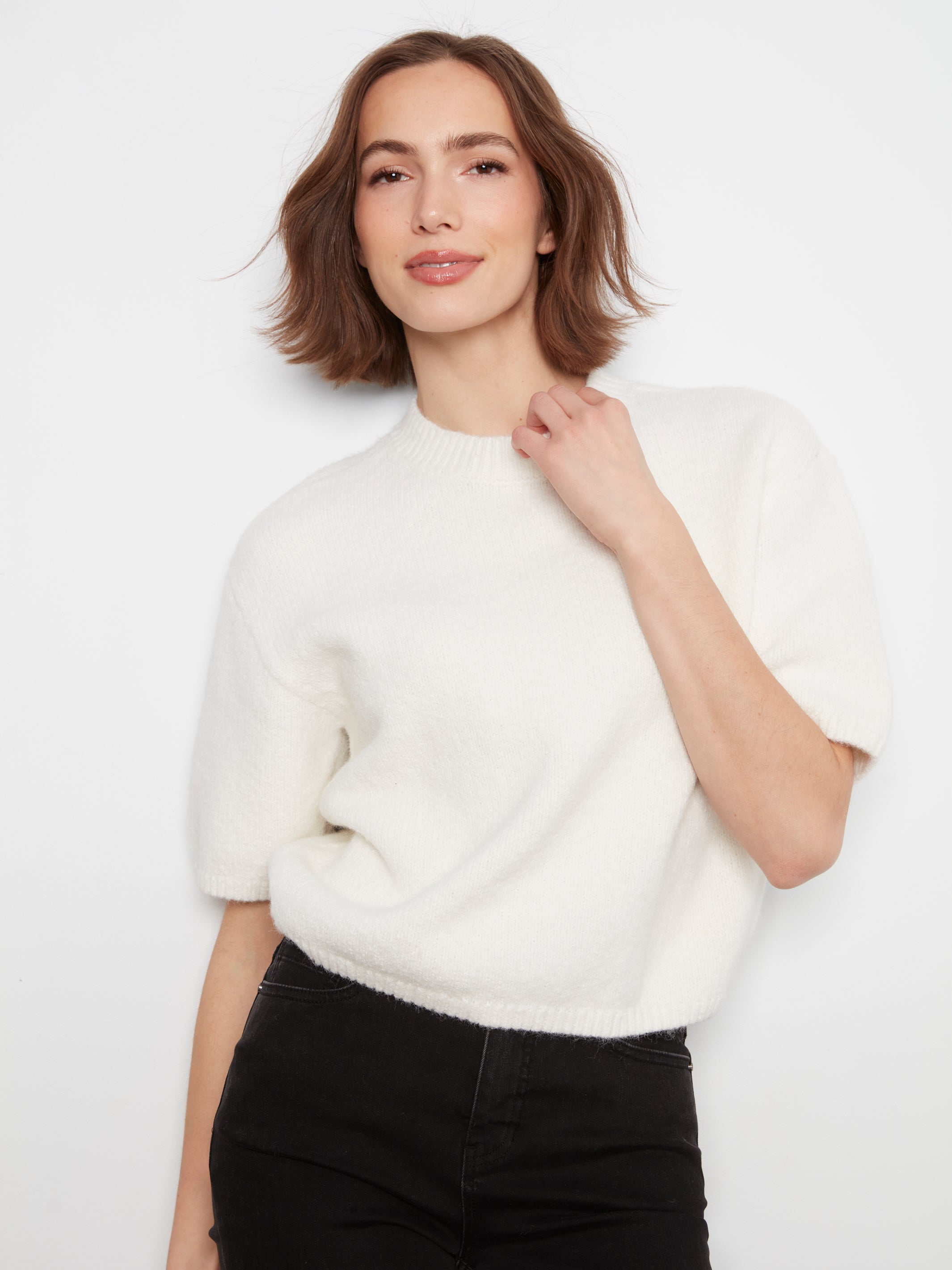Elbow Sleeve Balloon Shape Sweater