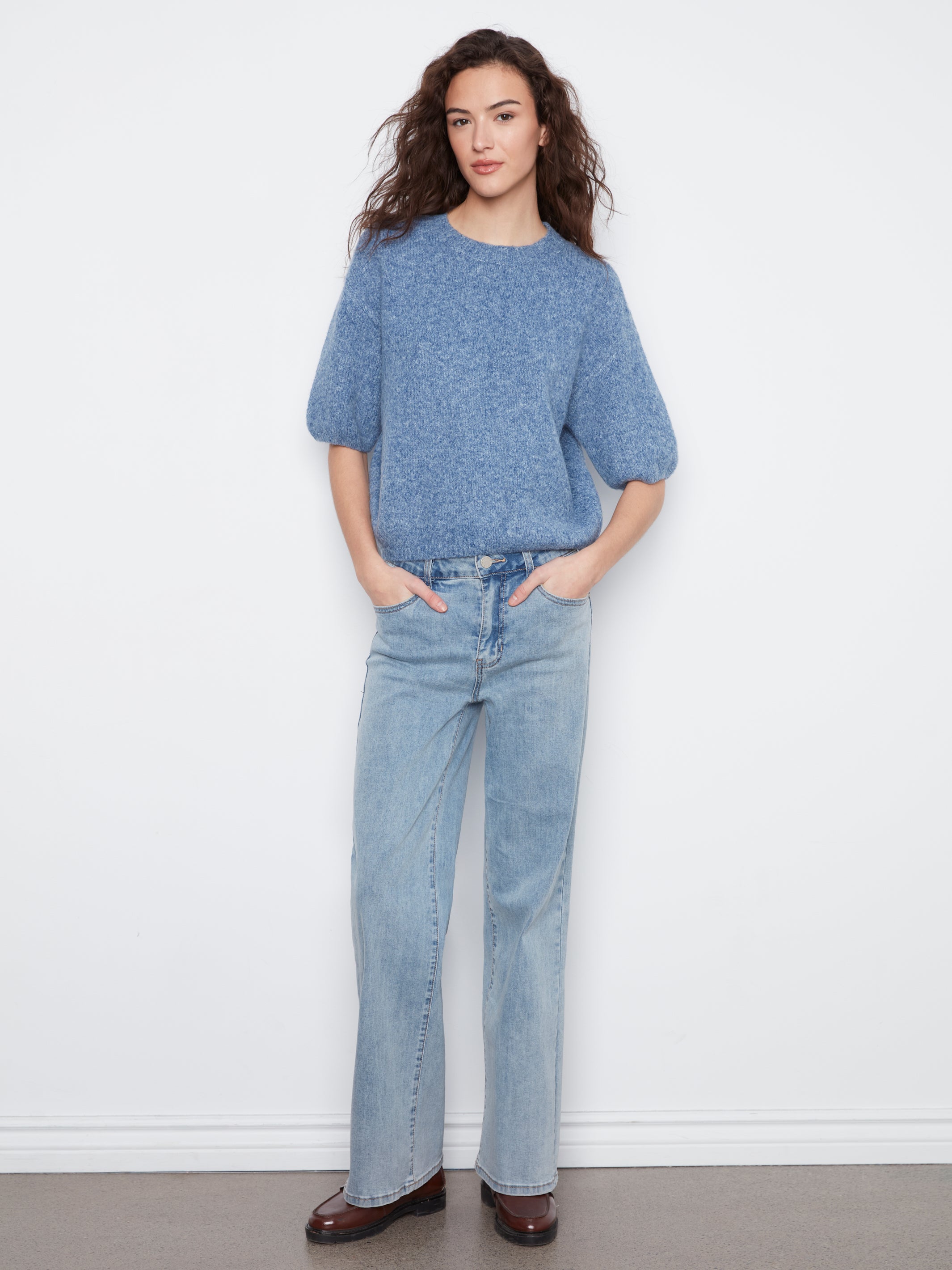 Elbow Sleeve Balloon Shape Sweater